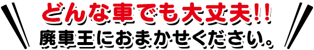 どんな車でも大丈夫！！廃車王におまかせください。